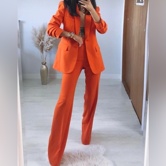 ZARA FLUID PANTS I PUMPKIN ORANGE size XS - Picture 5 of 9